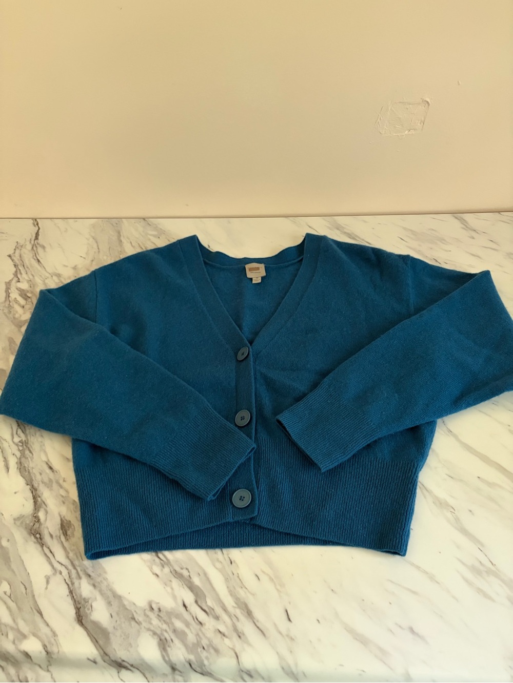 Nouveaux 100% Cashmere Button Front Cardigan Sweater Teal Blue Size M